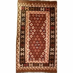 Half Off Rare Kilim Flat-Woven Area Rug Mid-Century Geometric Wool Carpet ±3'x5'